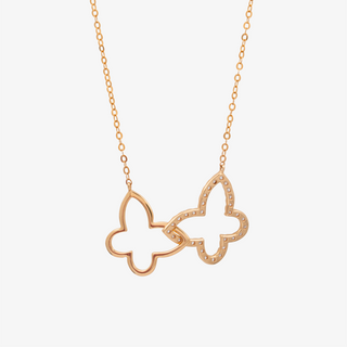 Butterfly Necklace In 18K Solid Rose Gold With Diamonds