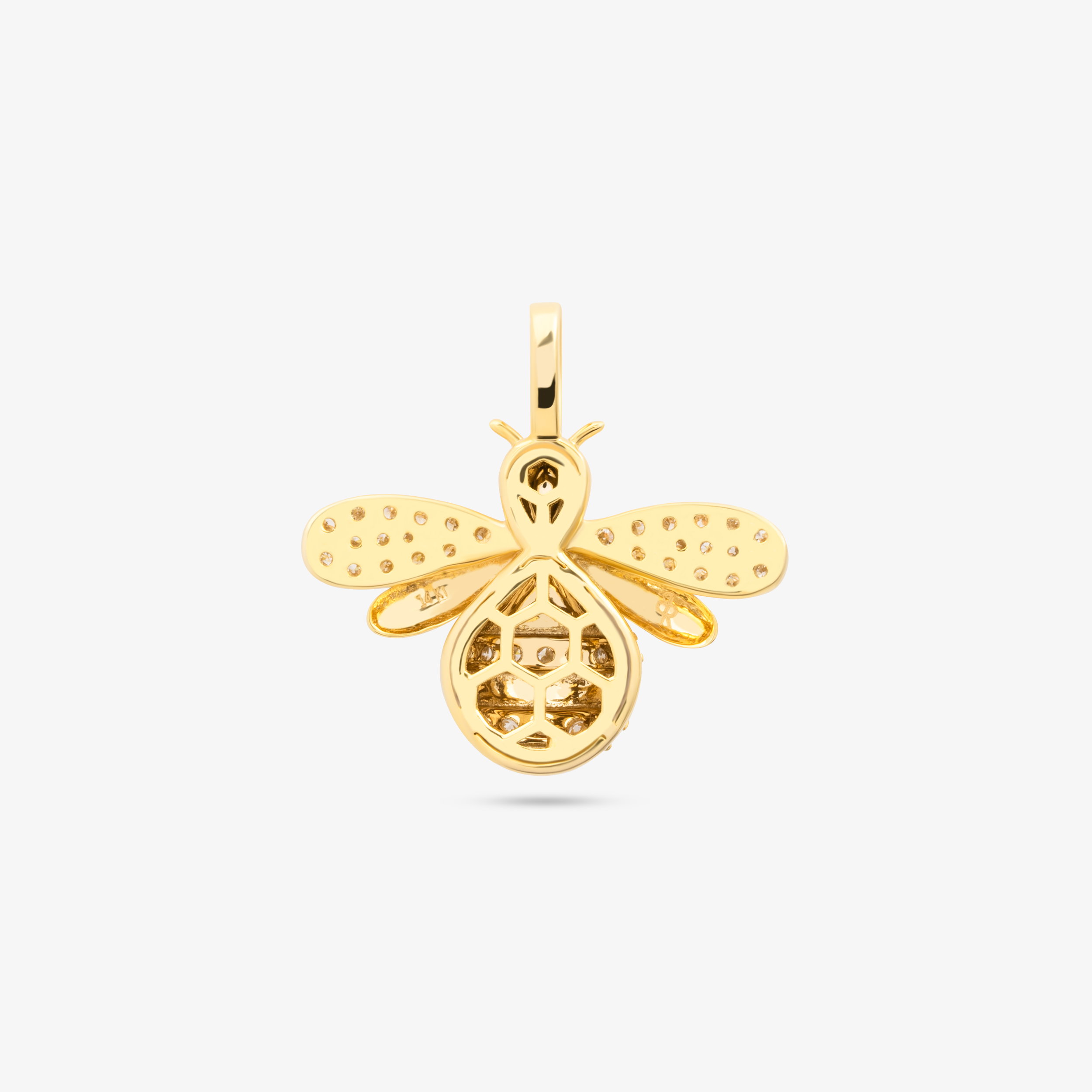 Bee Pendant In 14K Solid Yellow Gold With Diamonds