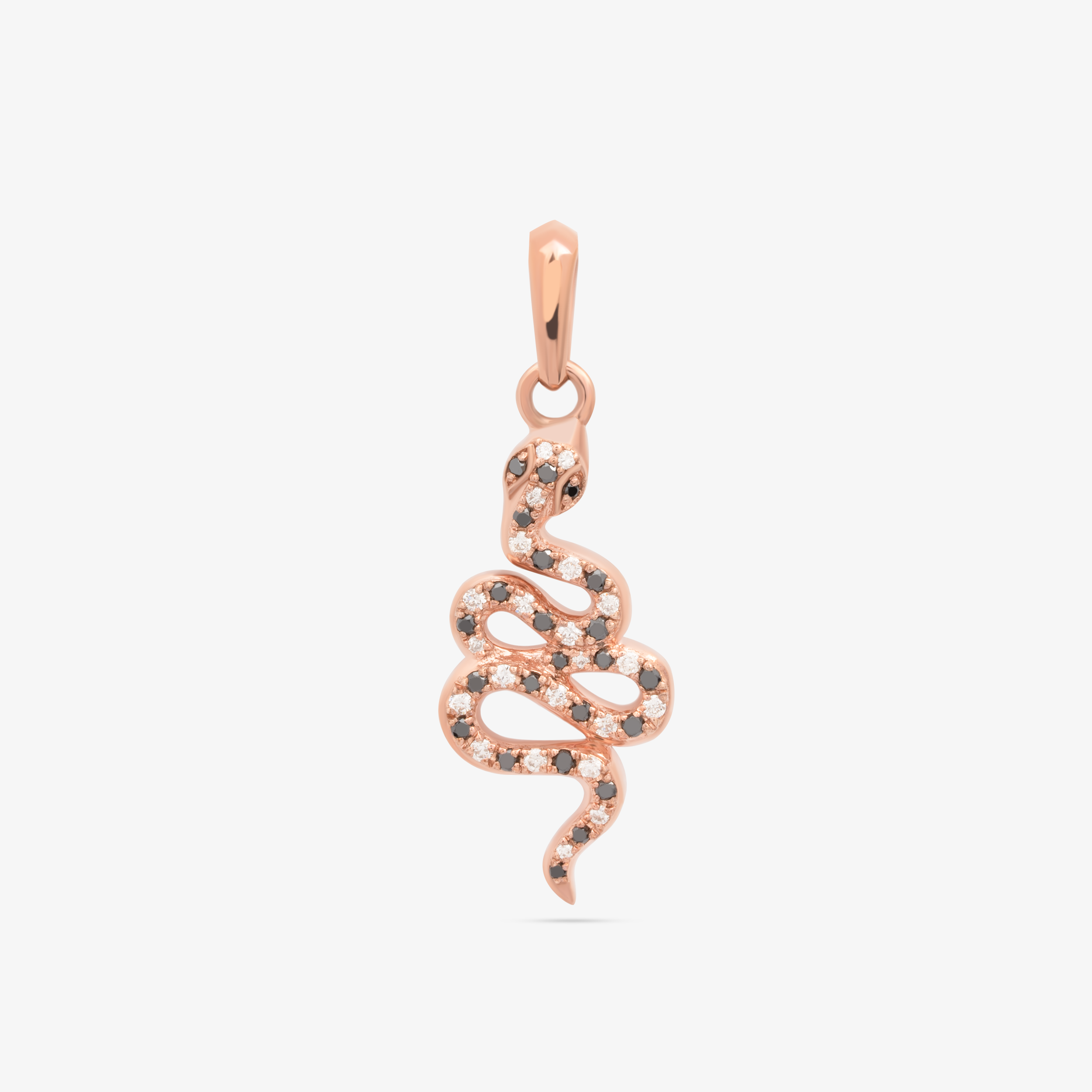 Snake Pendant In 14K Solid Rose Gold With Diamonds