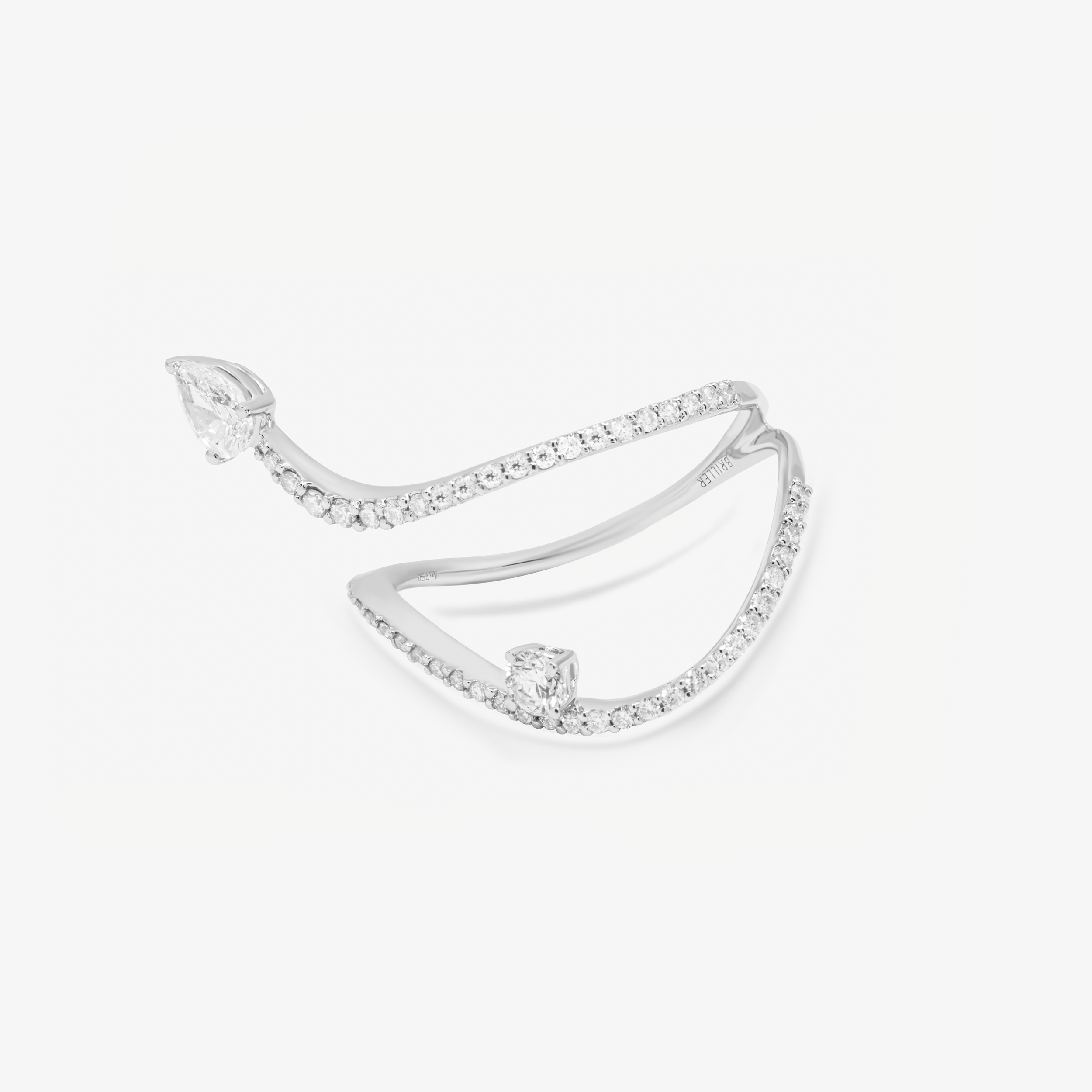 Snake Ring In 18K Solid White Gold With Diamonds