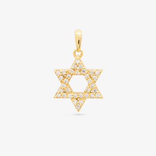 Star of David Pendant In 14K Solid Yellow Gold With Diamonds