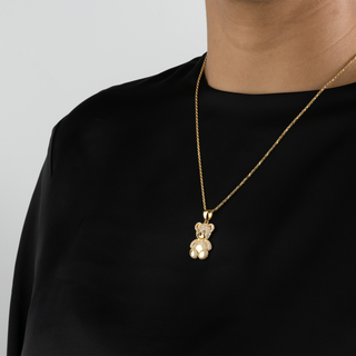Teddy Bear Pendant in 14K Solid Yellow Gold With Diamonds