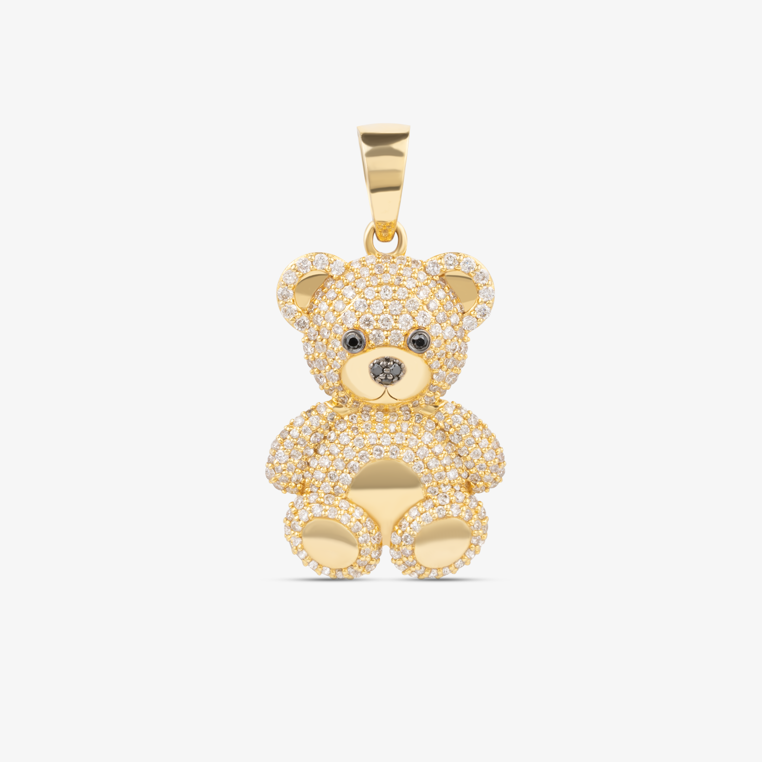 Teddy Bear Pendant in 14K Solid Yellow Gold With Diamonds