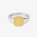 Two Tone Signet Ring In 14K Solid White & Yellow Gold