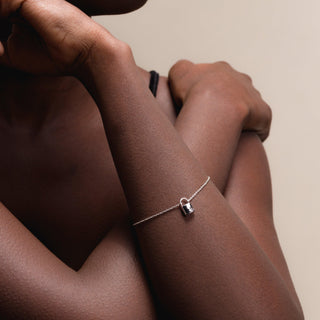 Lock Bracelet In 14K Solid White Gold