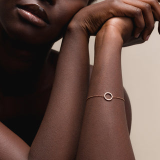 Circle Bracelet In 18K Solid Rose Gold With Diamonds