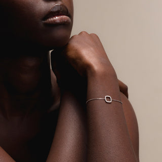 Square Bracelet In 18K Solid White Gold With Diamonds