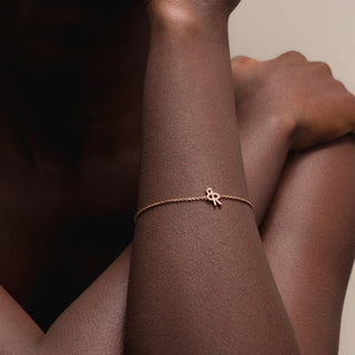 Logo Bracelet In 14K Solid Rose Gold With Diamonds