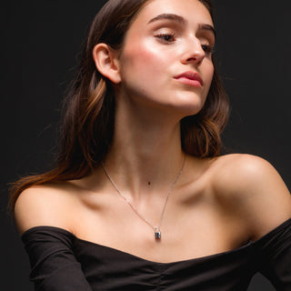 Lock Necklace In 14K Solid White Gold