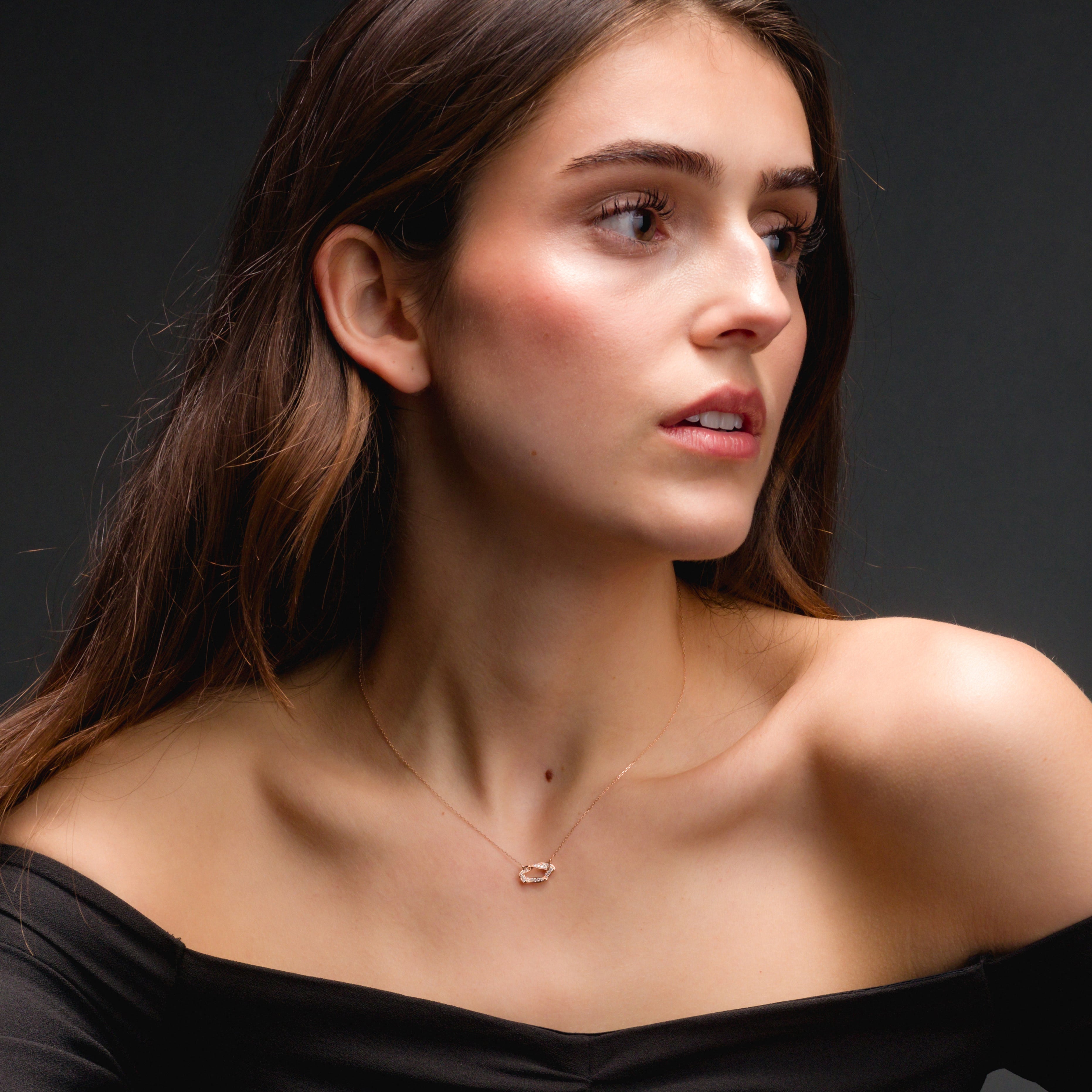 Forever Necklace In 18K Solid Rose Gold With Diamonds
