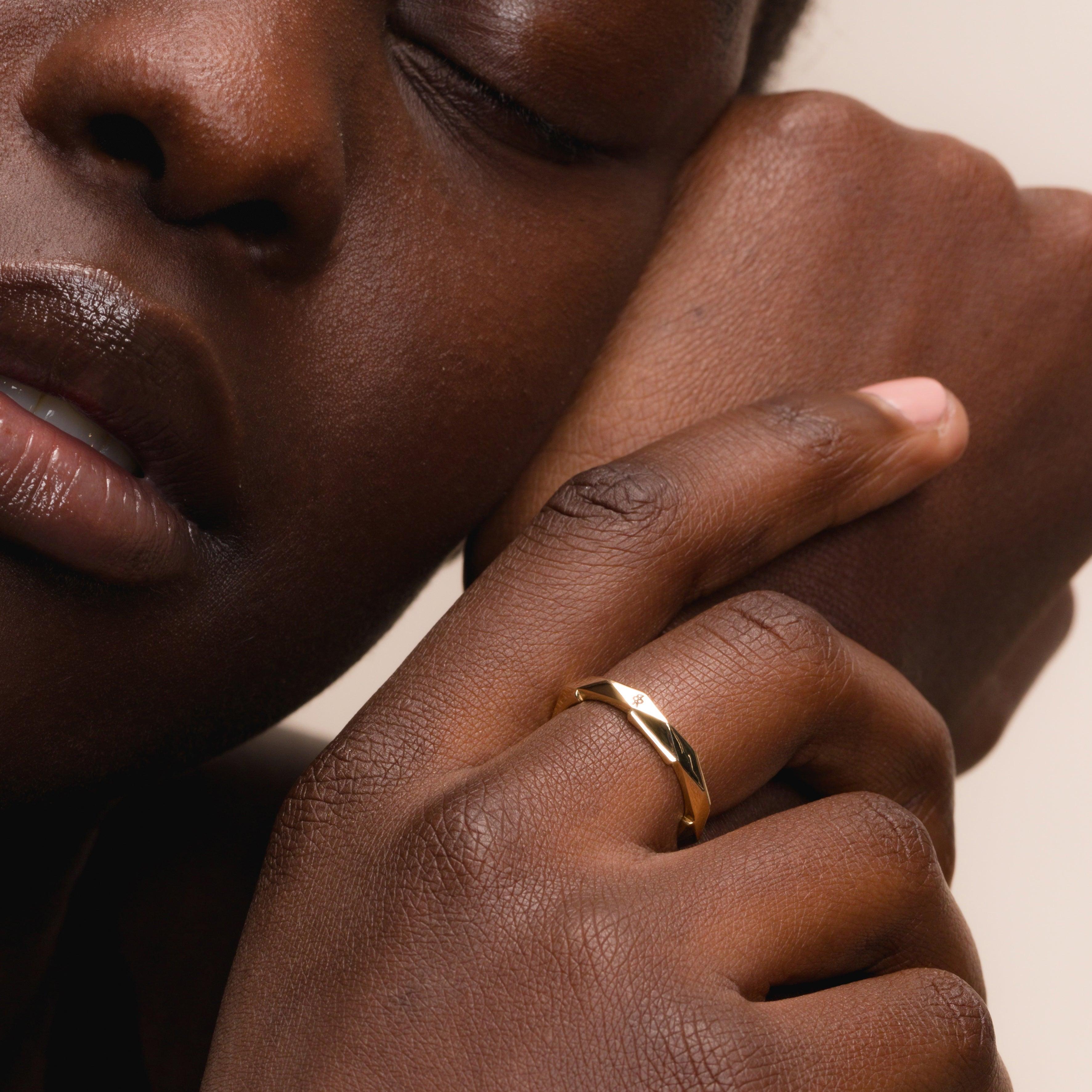 Studded Ring In 14K Solid Yellow Gold