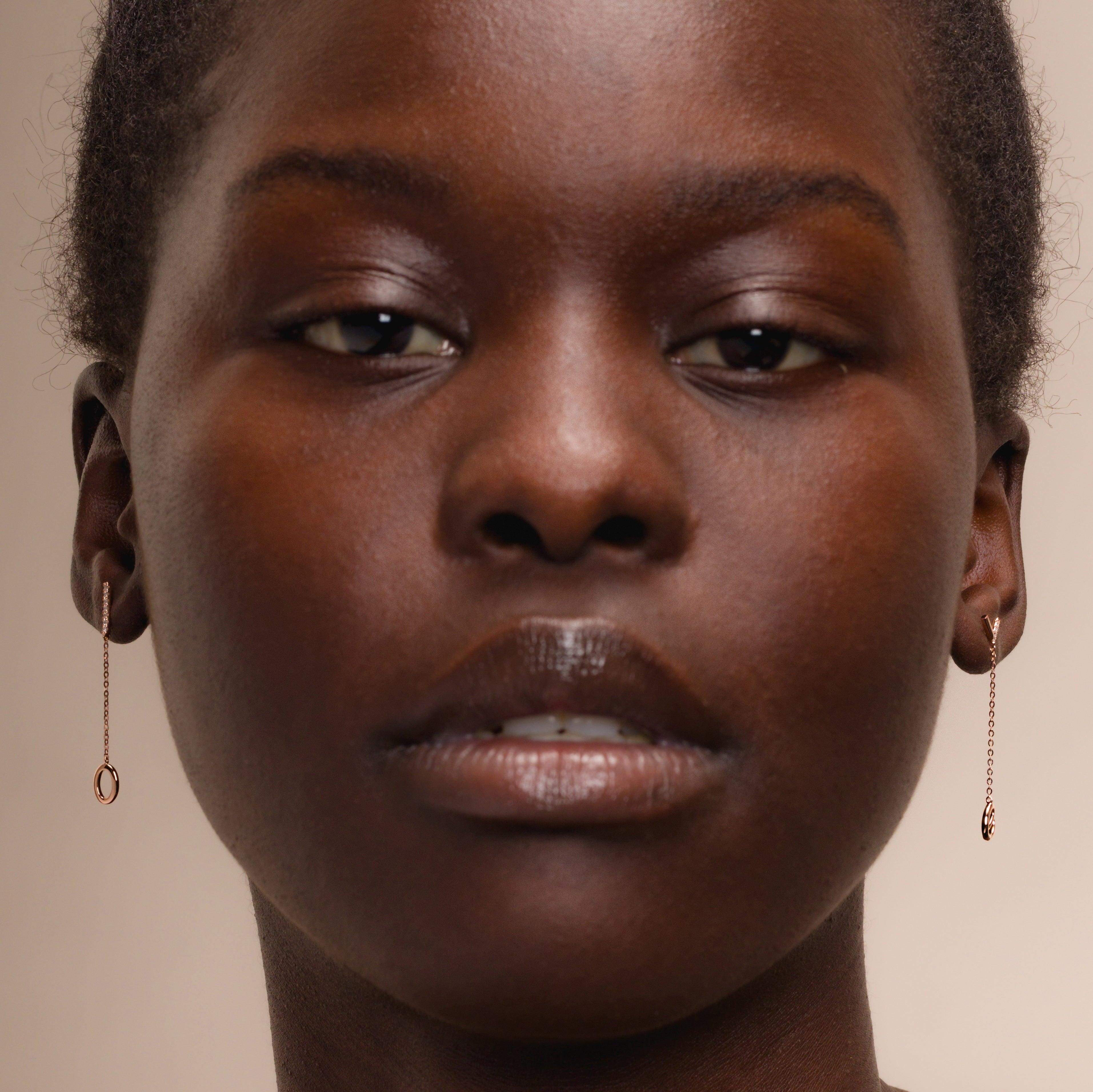 Love Earrings In 18K Solid Rose Gold With Diamonds