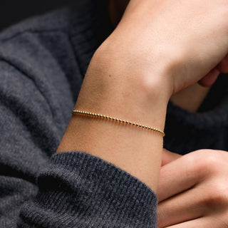 1.8mm Beaded Bracelet In 14K Solid Yellow Gold