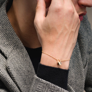 Lock Bracelet In 14K Solid Yellow Gold