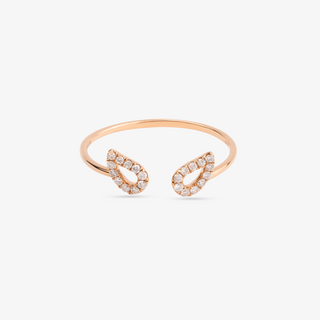 Double Pear Ring In 18K Solid Rose Gold With Diamonds