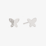 Butterfly Earrings In 18K Solid White Gold With Diamonds