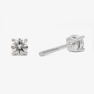 0.50 Carat Diamond Stud Earrings In 14K Solid White Gold