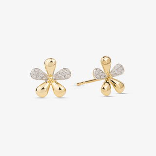 Clover Earrings In 18K Solid Yellow Gold With Diamonds