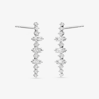 Cocktail Earrings In 18K Solid White Gold With Diamonds
