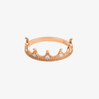 Crown Ring In 18K Solid Rose Gold With Diamonds