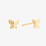 Butterfly Earrings In 18K Solid Yellow Gold With Diamonds
