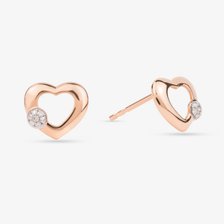 Heart Earrings In 18K Solid Rose Gold With Diamonds