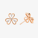 Floral Earrings In 18K Solid Rose Gold With Diamonds