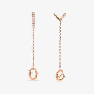 Love Earrings In 18K Solid Rose Gold With Diamonds
