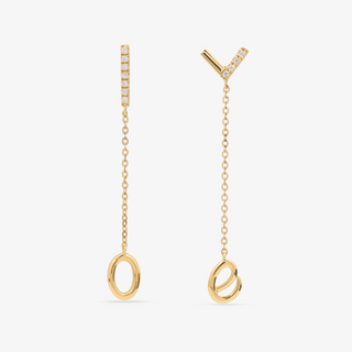 Love Earrings In 18K Solid Yellow Gold With Diamonds