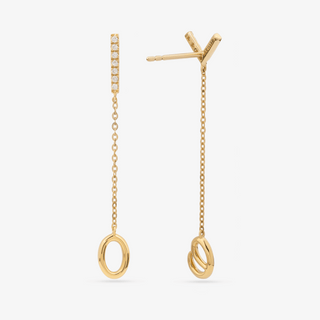 Love Earrings In 18K Solid Yellow Gold With Diamonds
