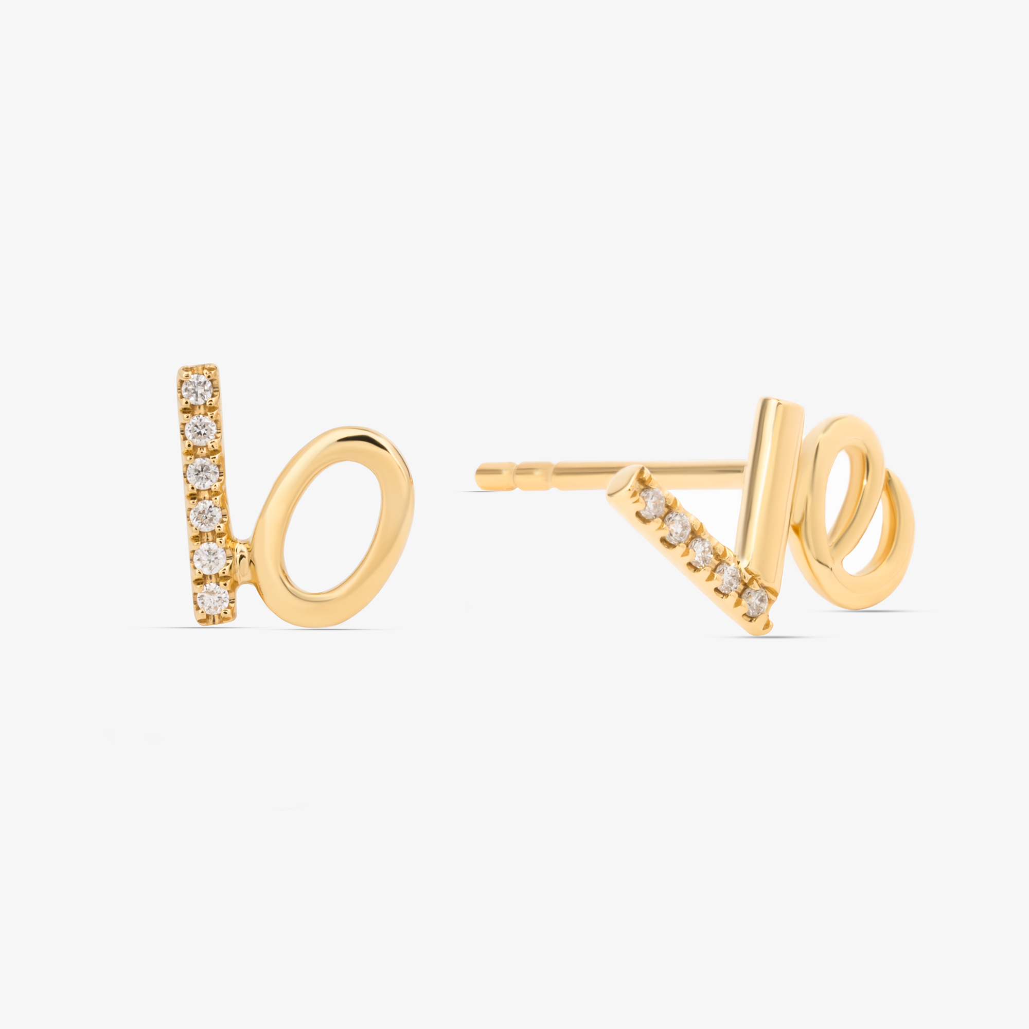 Love Earrings In 18K Solid Yellow Gold With Diamonds