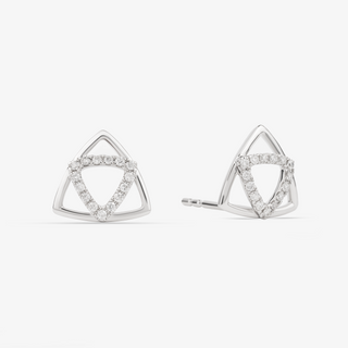 Triangle Earrings In 18K Solid White Gold With Diamonds