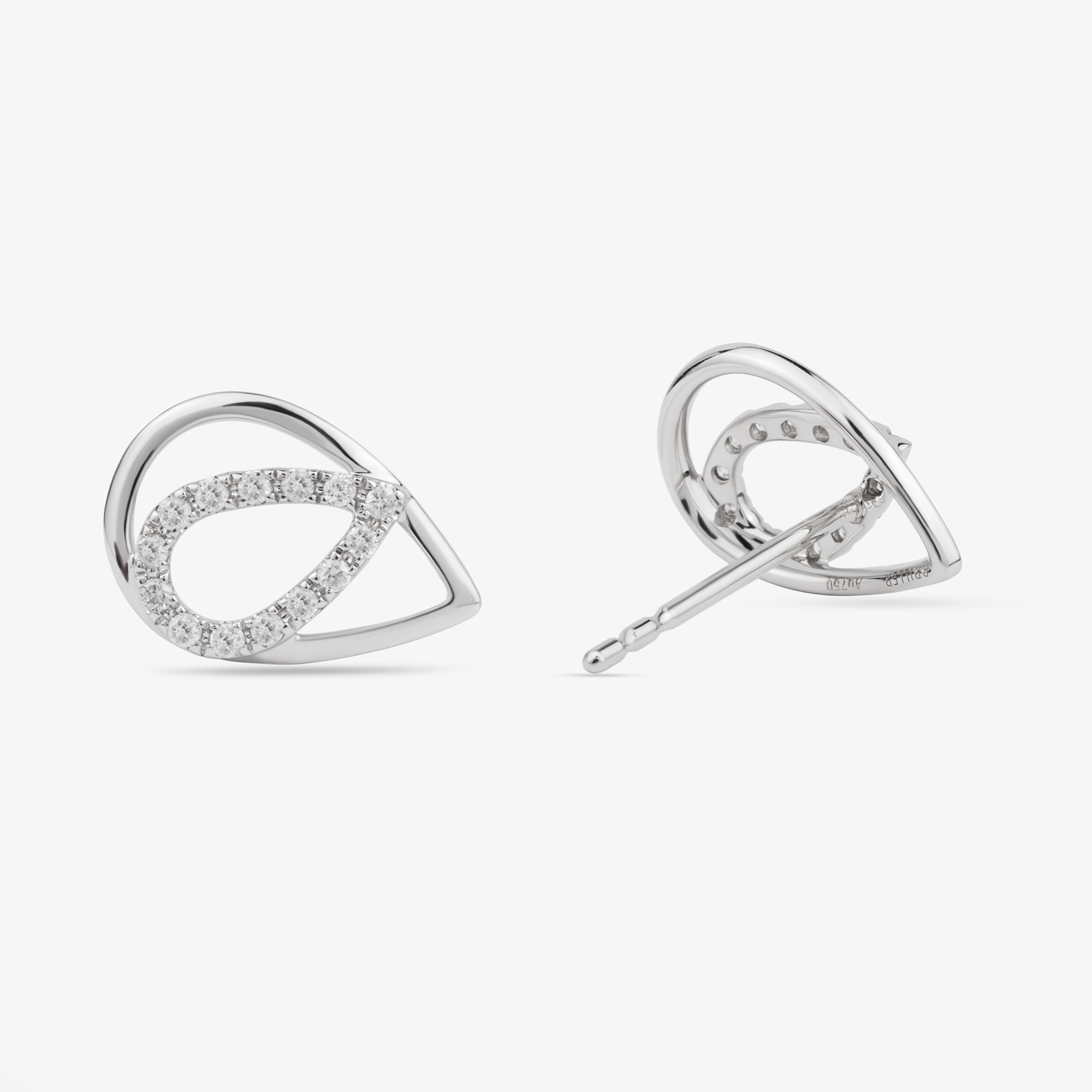 Pear Earrings In 18K Solid White Gold With Diamonds