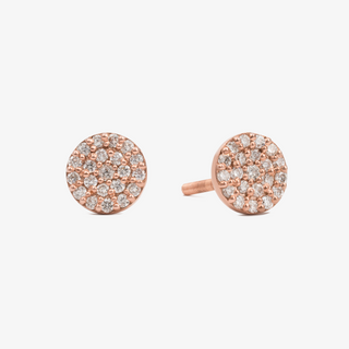 Round Stud Earrings In 14K Solid Rose Gold With Diamonds