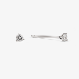 Tiny Diamonds Stud Earrings In 18K Solid White Gold