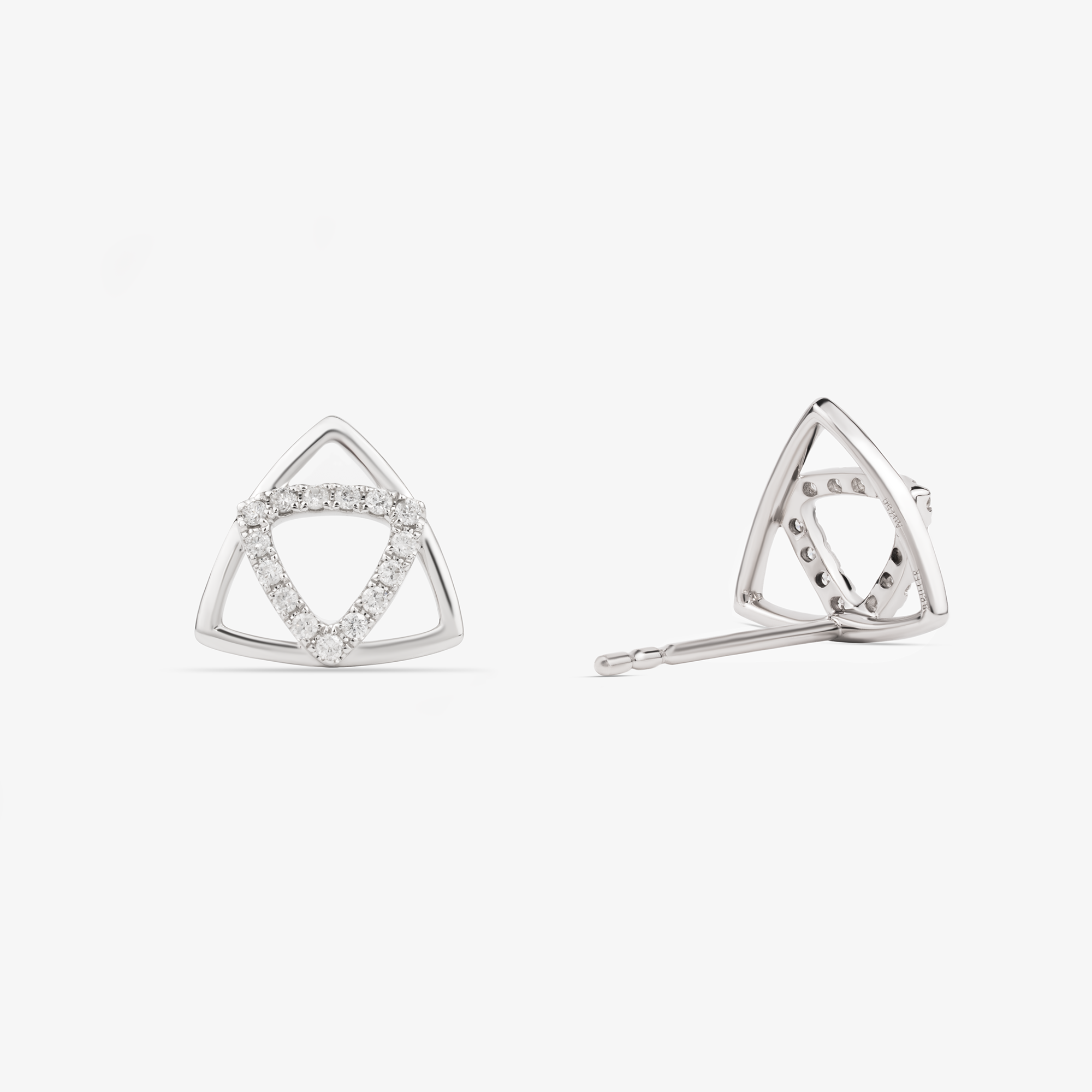 Triangle Earrings In 18K Solid White Gold With Diamonds