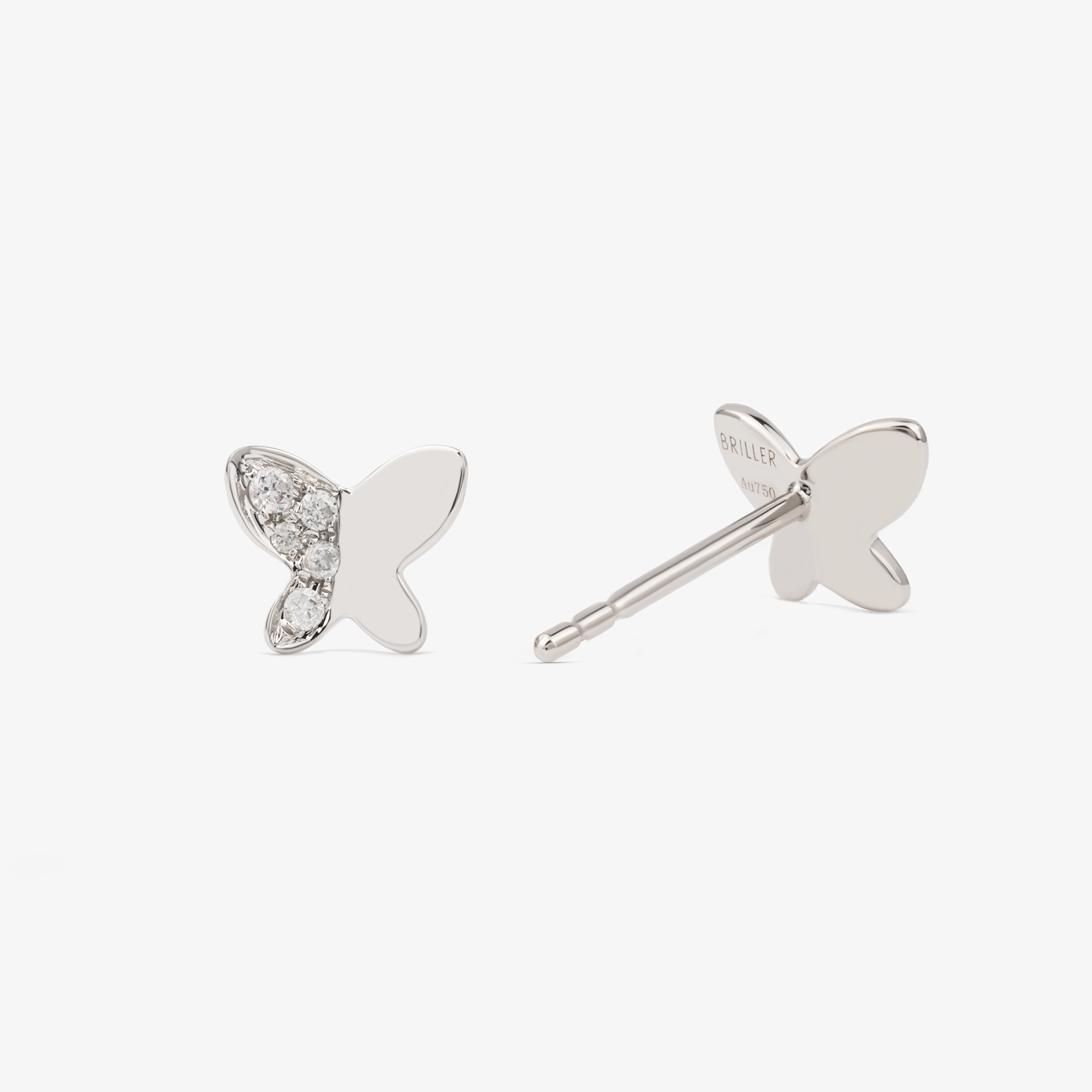 Butterfly Earrings In 18K Solid White Gold With Diamonds